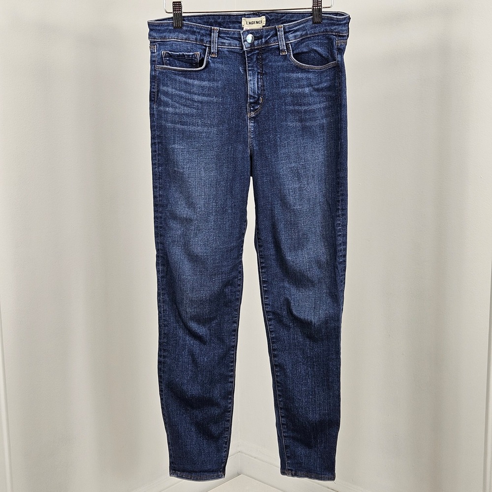L'AGENCE Margot High Rise Skinny Jeans Women 30 (29) Dark Vintage Blue 25 Inseam